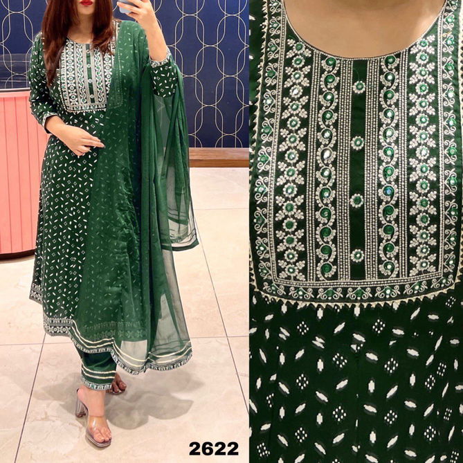 Rutba 2622 Rayon Anarkali Embroidery Kurti With Bottom Dupatta Wholesale Online